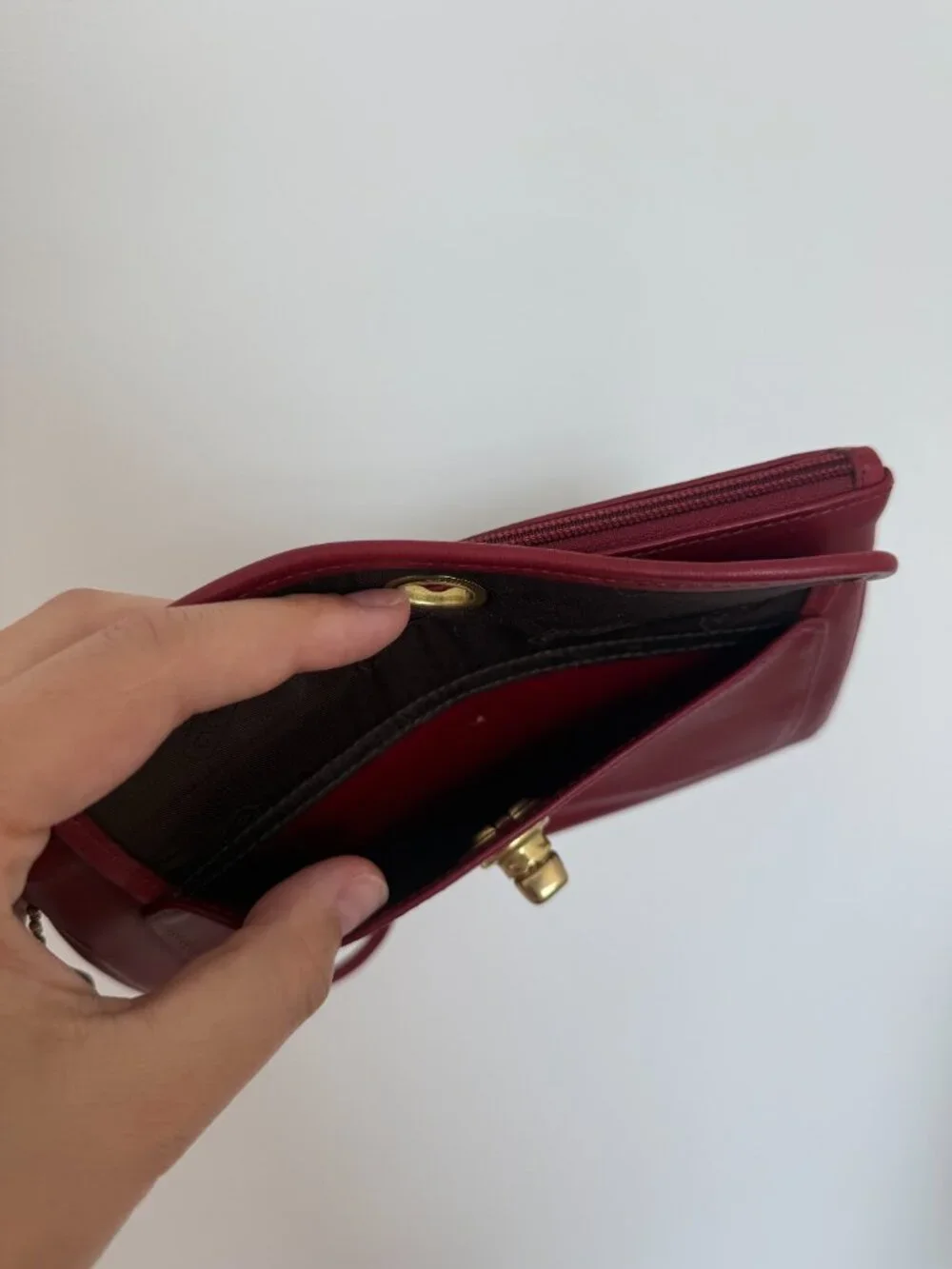 Vintage Coach Red Turnlock Legacy Wristlet Wallet